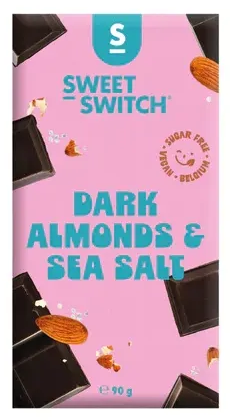Sweet-switch Dark Almonds & Sea Salt Chocolade Suikervrij (90 gr)