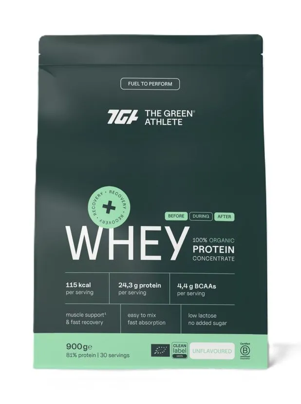 The Green Athlete Whey Protein Concentrate Unflavoured Bio Poeder (900 gr)