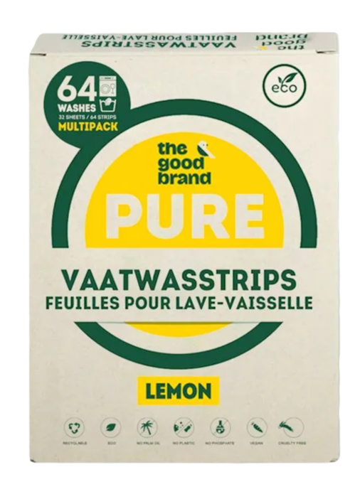 The Good Brand Pure Vaatwasstrips Lemon (64 stuks)