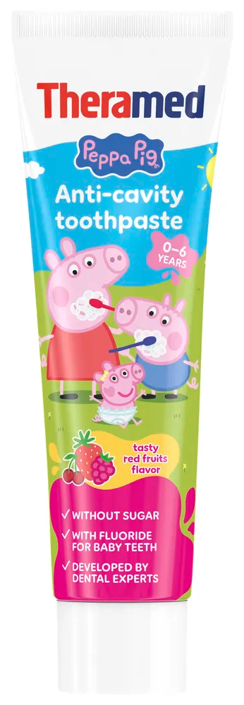 Theramed Junior Peppa Pig Red Fruits 0-6 Tandpasta (50 ml)