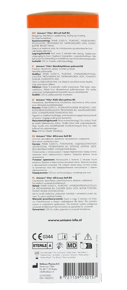 Unicare Vita+ Alles-in-een Lenzenvloeistof voor Zachte Contactlenzen (250 ml) - image 3