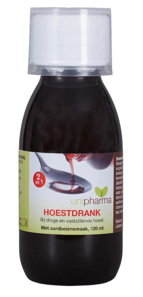 Unipharma Hoestdrank 2-in-1 met Aarbeiensmaak (120 ml)