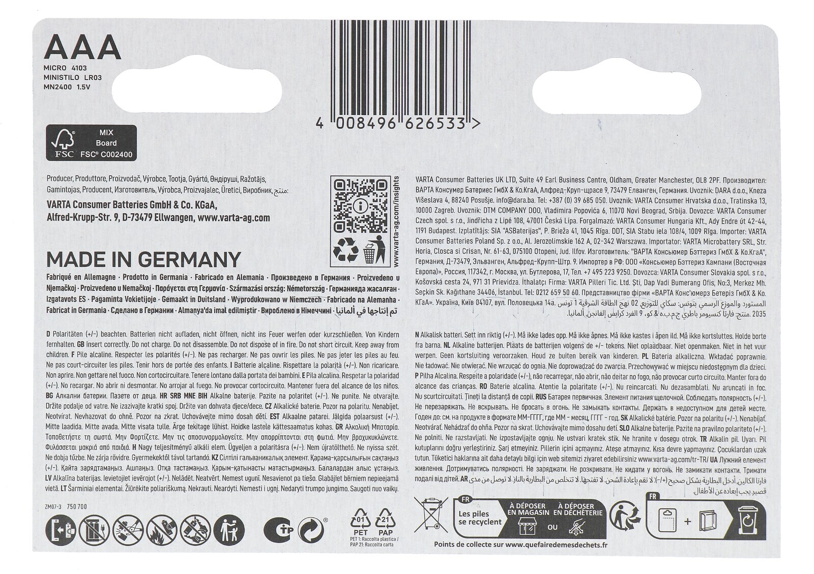 Varta Energy Aaa 8 Stuks Batterijen (8 stuks)