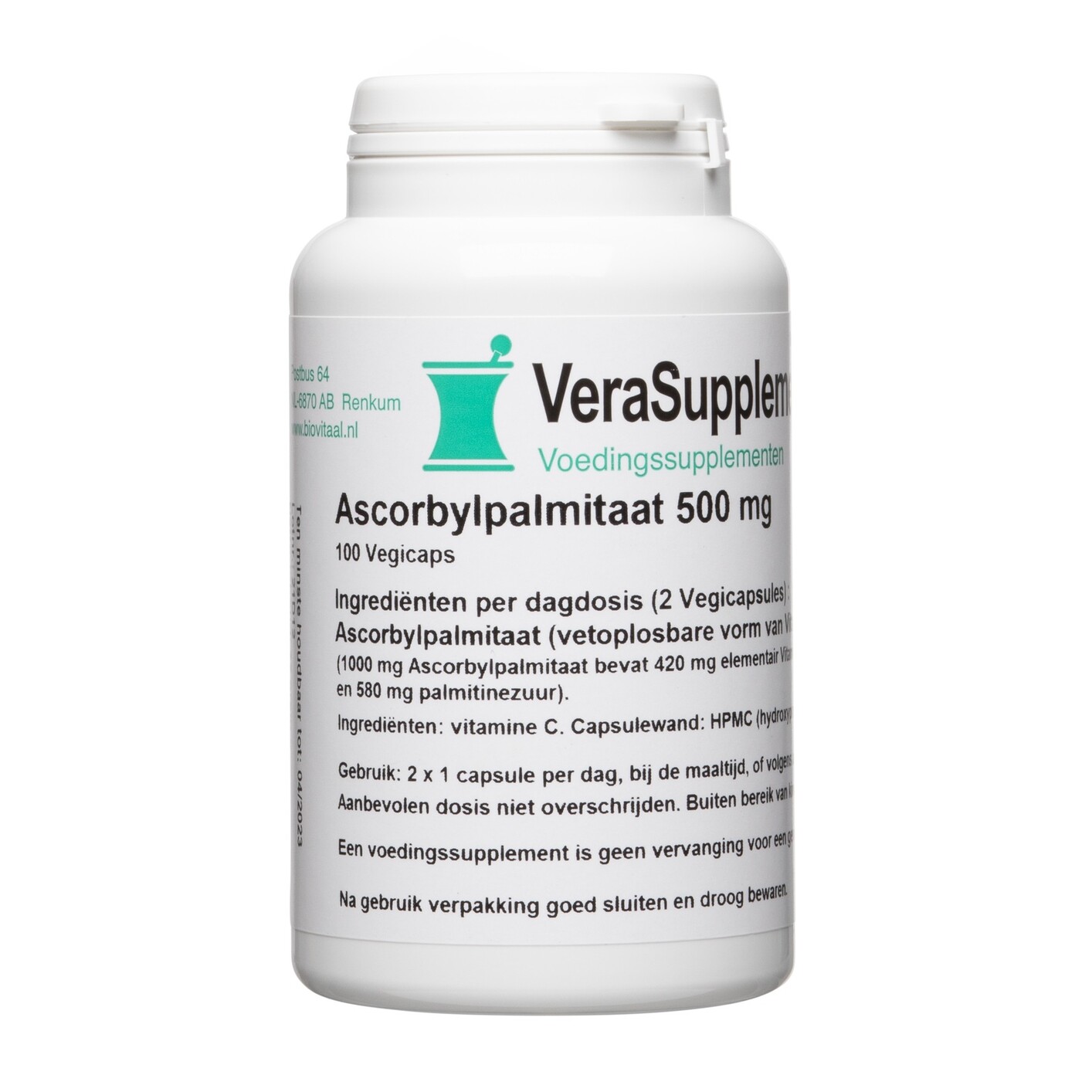 Verasupplements Ascorbylpalmitaat 500mg Capsules (100 vegetarische capsules)