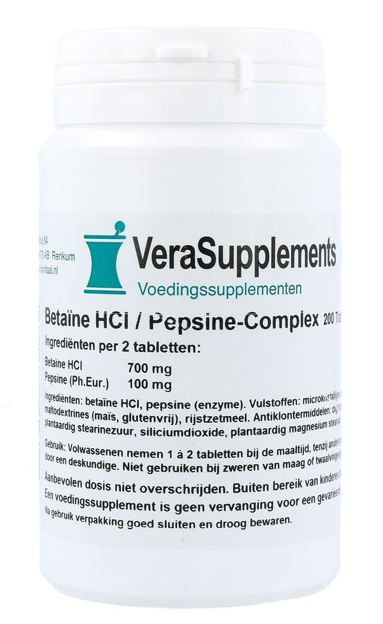 Verasupplements Betaine-hcl / Pepsine-complex Tabletten (200 tabletten)