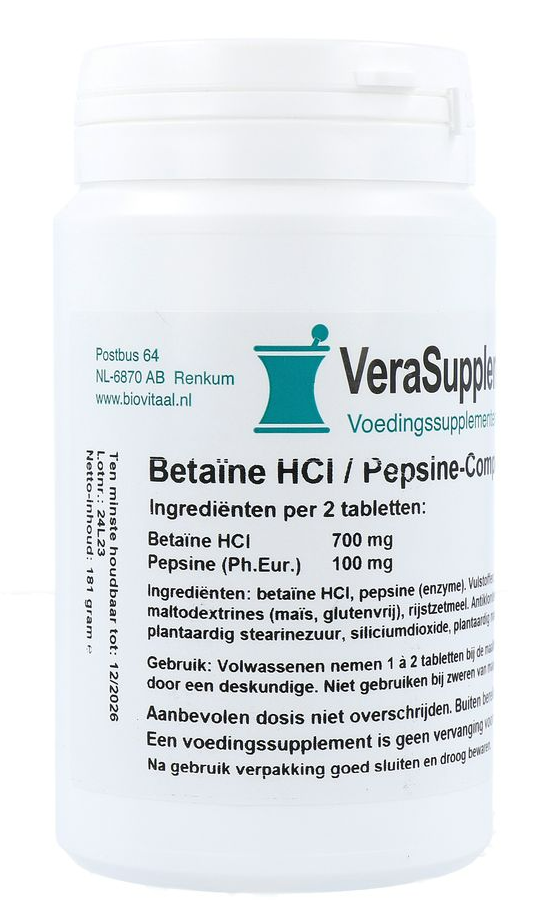 Verasupplements Betaine-hcl / Pepsine-complex Tabletten (200 tabletten)