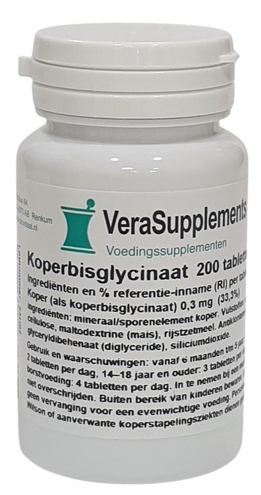 Verasupplements Koperbisglycinaat Tabletten (200 tabletten)