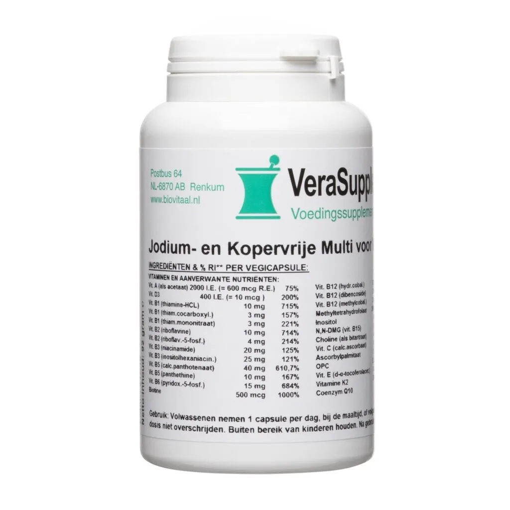 Verasupplements Jodium- en Kopervrije Multi voor Volwassenen Capsules (100 vegetarische capsules)