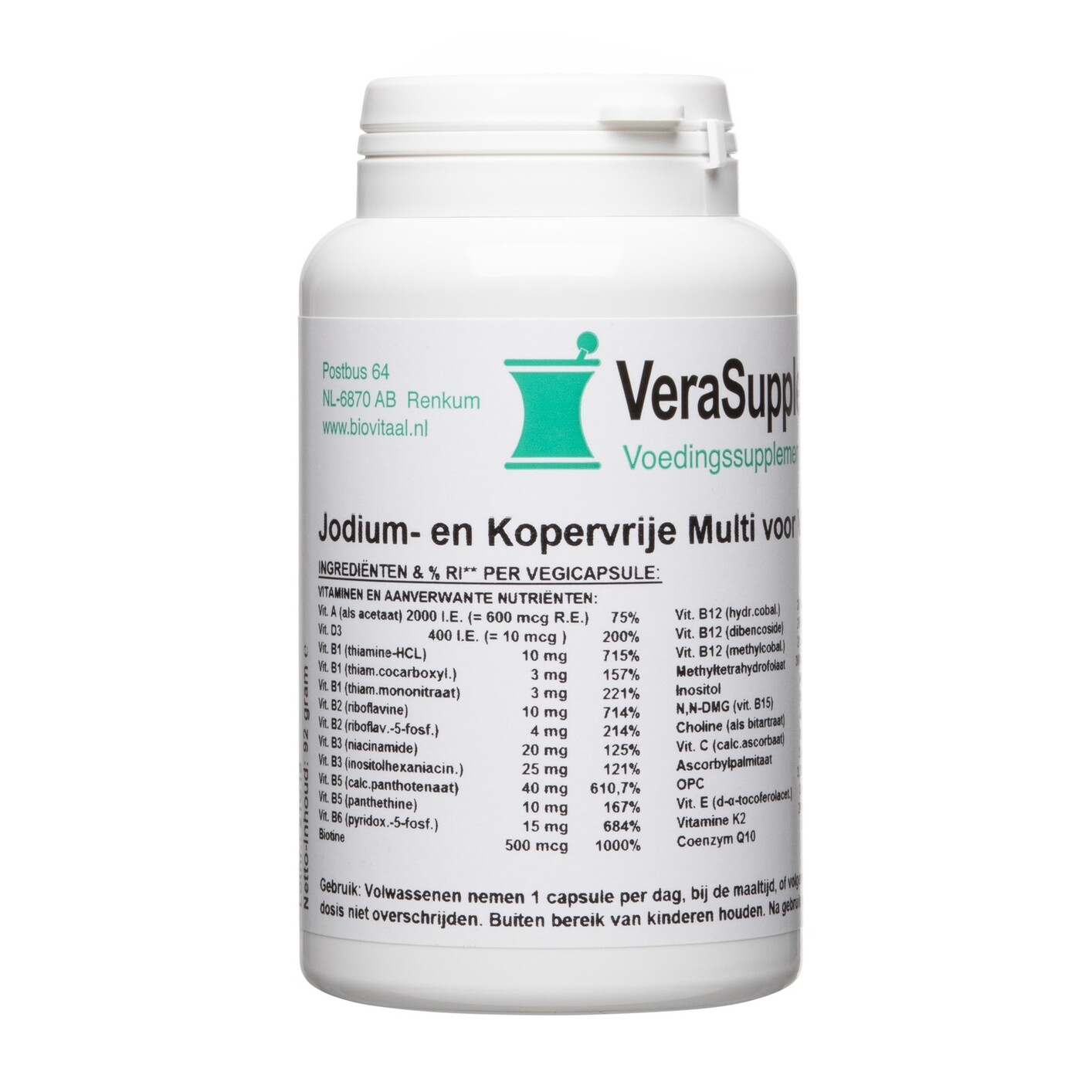 Verasupplements Jodium- en Kopervrije Multi voor Volwassenen Capsules (100 vegetarische capsules)