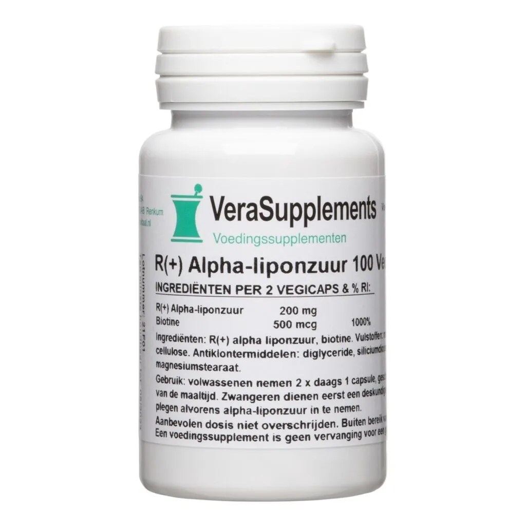 Verasupplements R+ Alfa-liponzuur Capsules (100 vegetarische capsules)