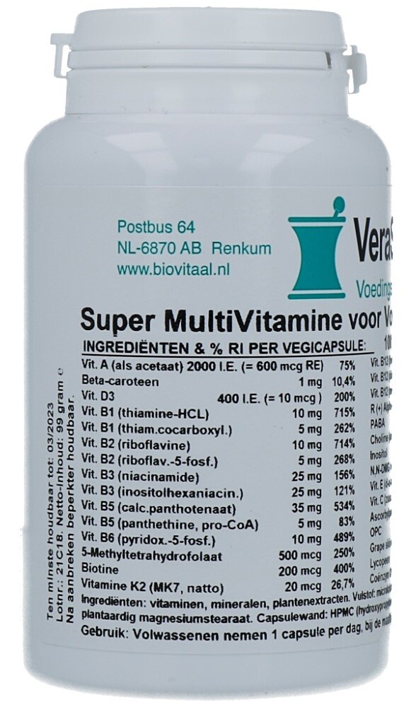 Verasupplements Super Multi Volwassenen Capsules (100 vegetarische capsules)
