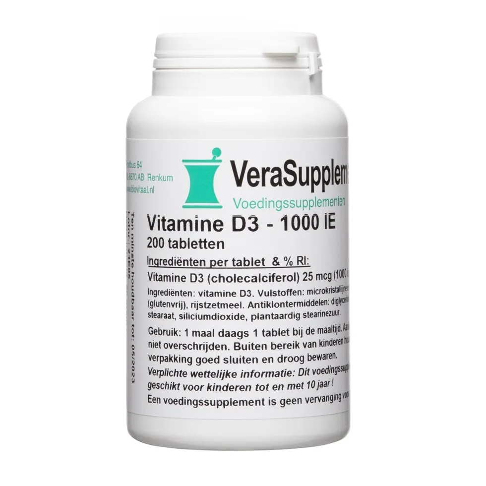 Verasupplements Vitamine D3 25mcg (200 tabletten)