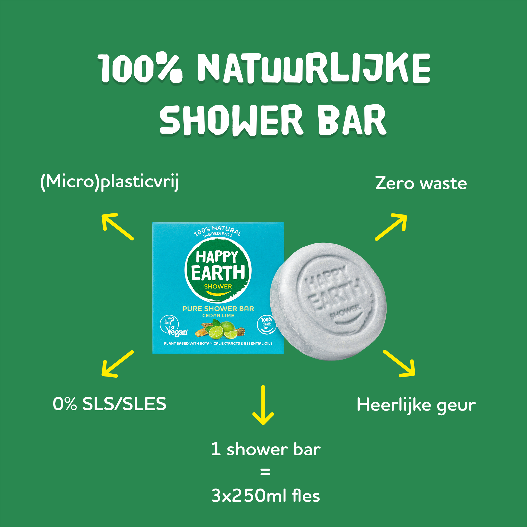 Happy Earth Shower Bar Cedar Lime (90 gr) - image 2