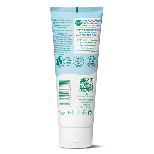 Happy Earth Billencreme zink voor baby & k ids (75 ml)