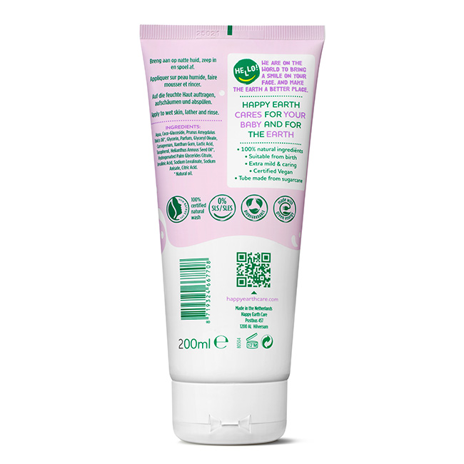 Happy Earth Wasgel creme olie baby & kids (200 ml)