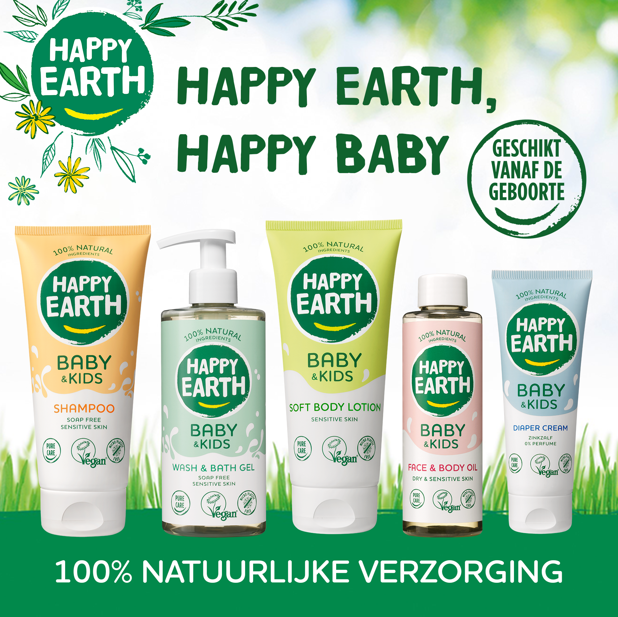 Happy Earth Wasgel creme olie baby & kids (200 ml) - image 5