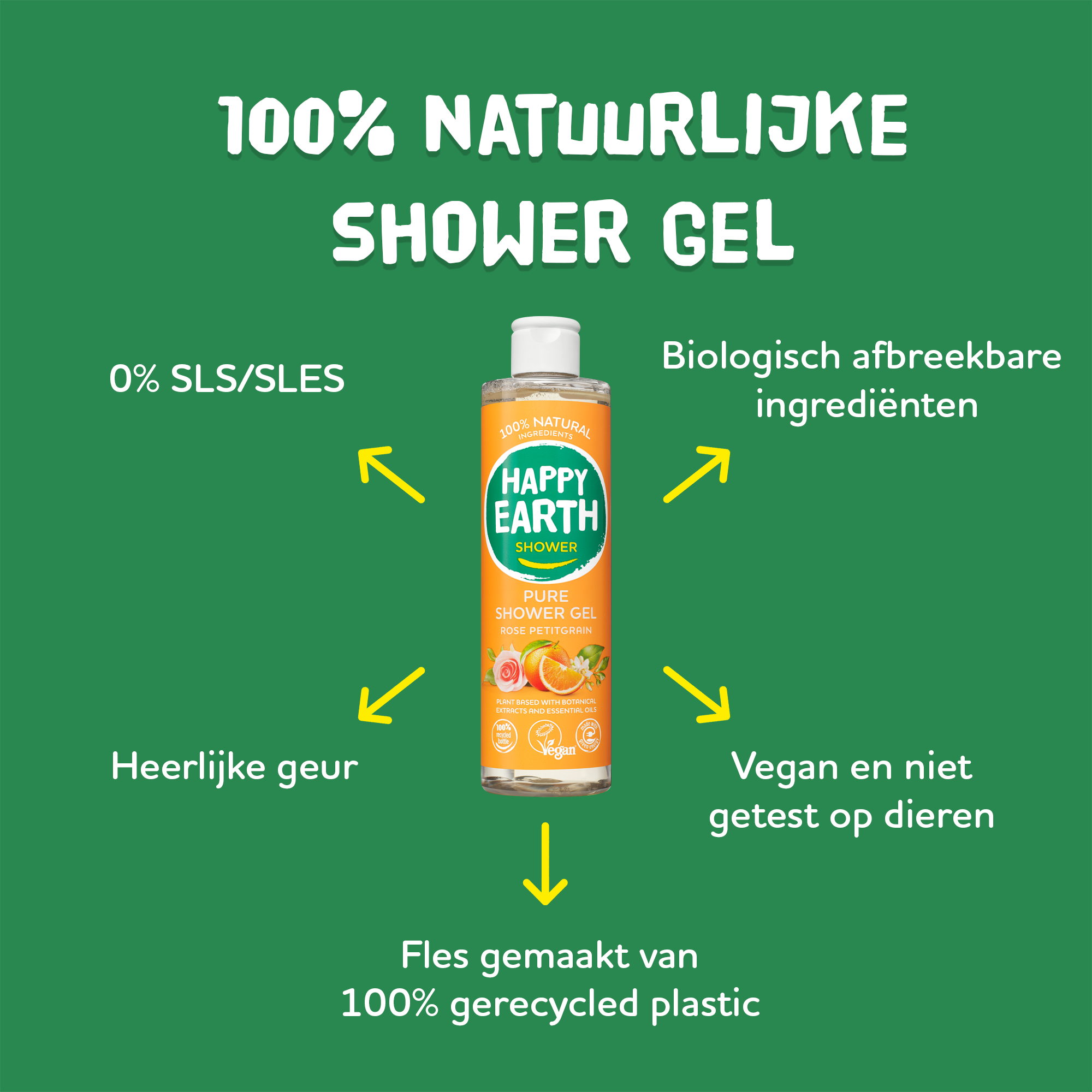 Happy Earth Pure showergel rose petitgrain (300 ml) - image 2