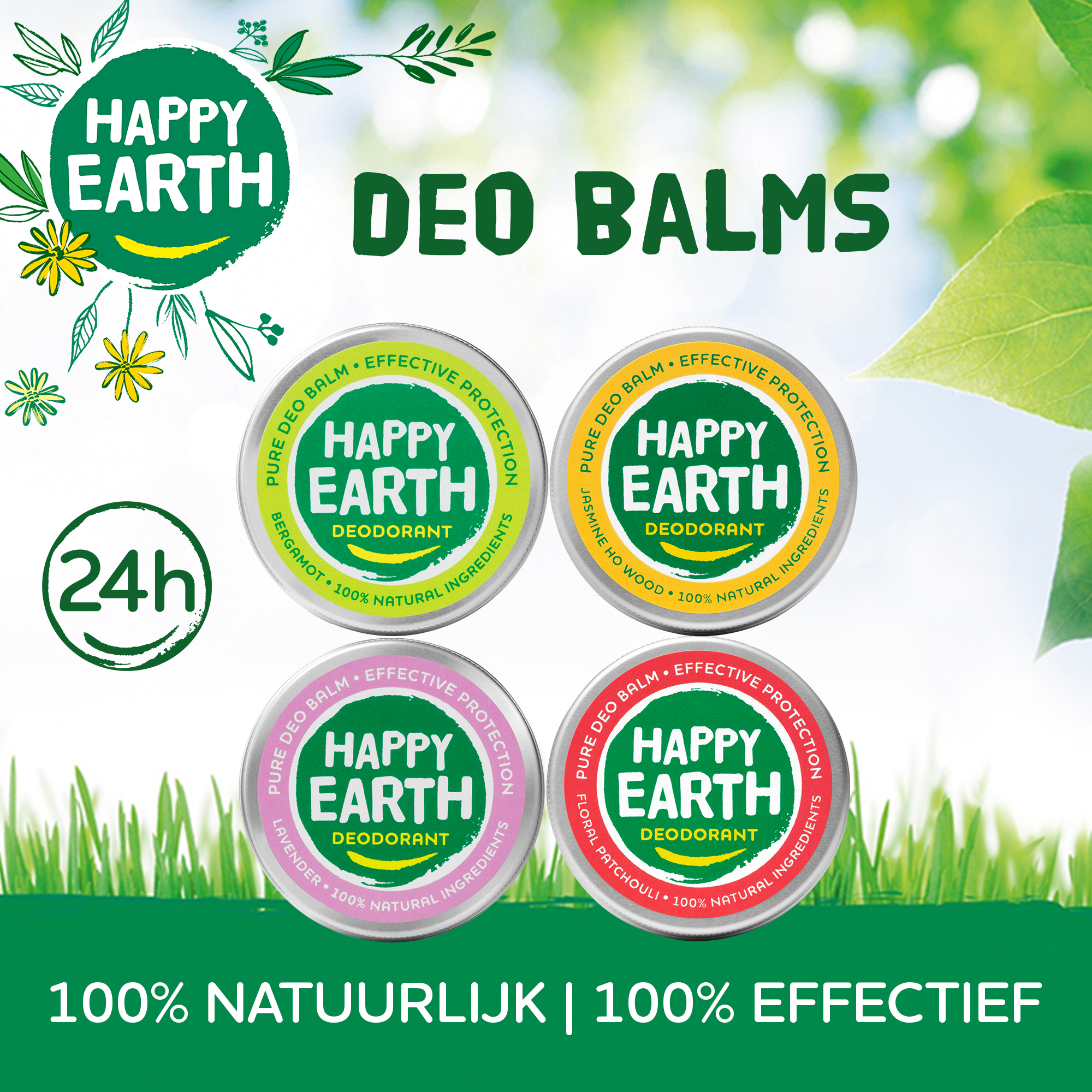 Happy Earth 100% Natuurlijke Deodorant Balm Floral Patchouli (45 gr) - image 6