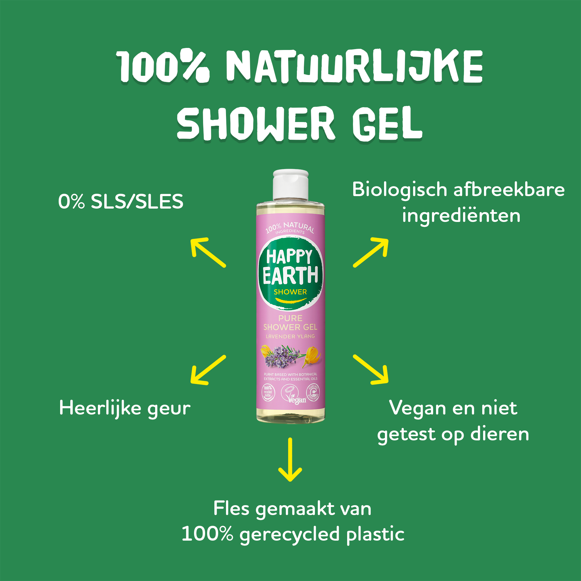 Happy Earth Pure showergel lavender ylang (300 ml) - image 2