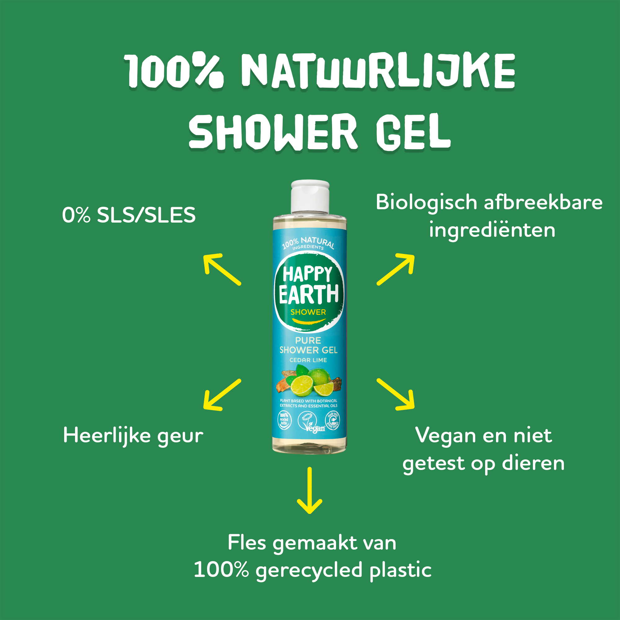 Happy Earth Pure showergel cedar lime (300 ml) - image 2