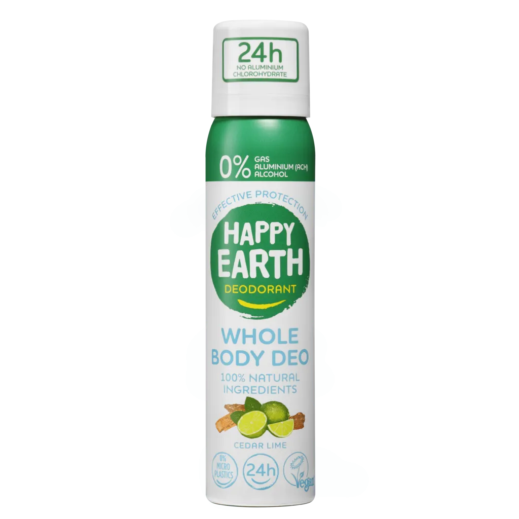 Happy Earth 100% Natural Whole Body Deo Spray Cedar & Lime (100 ml)