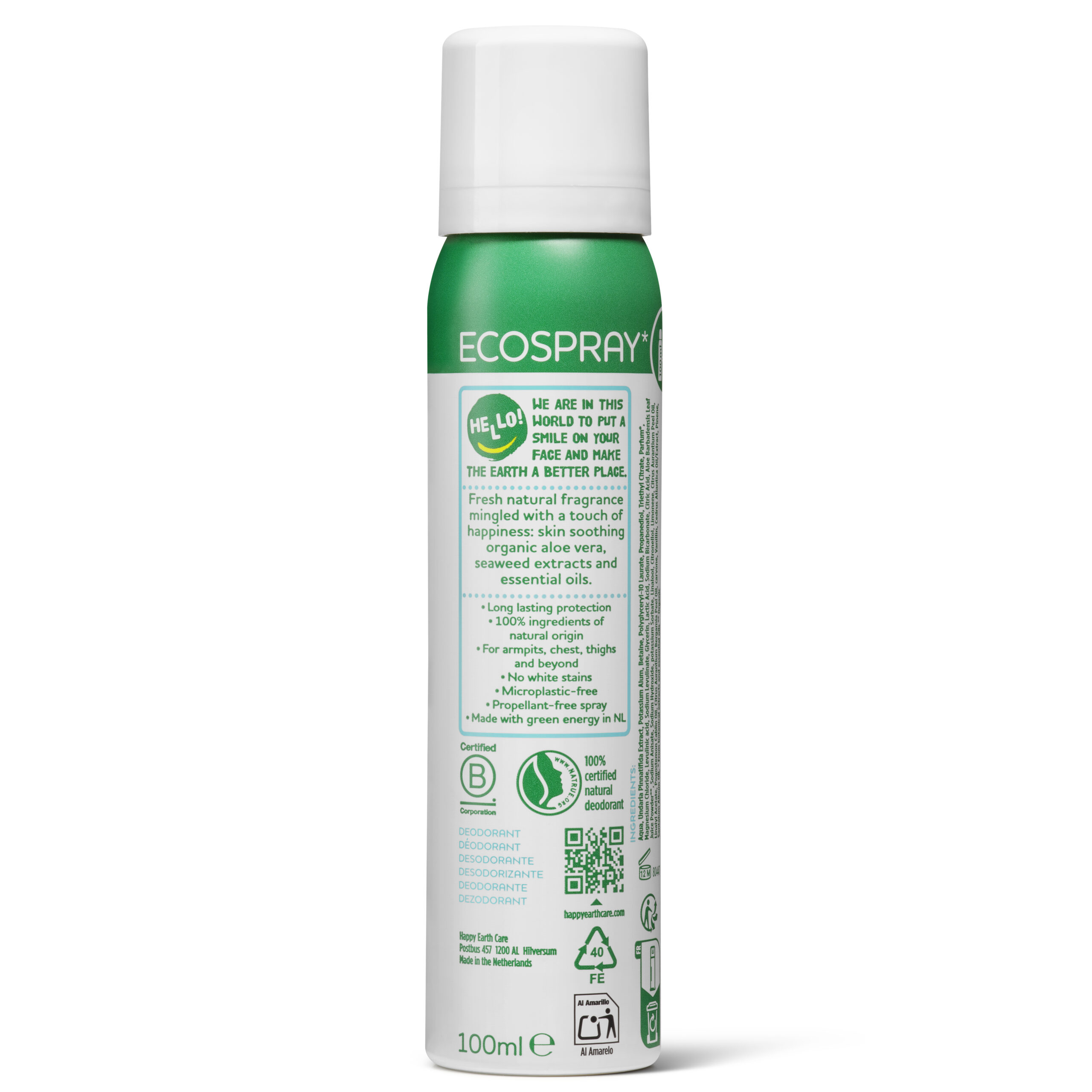 Happy Earth 100% Natural Whole Body Deo Spray Cedar & Lime (100 ml)