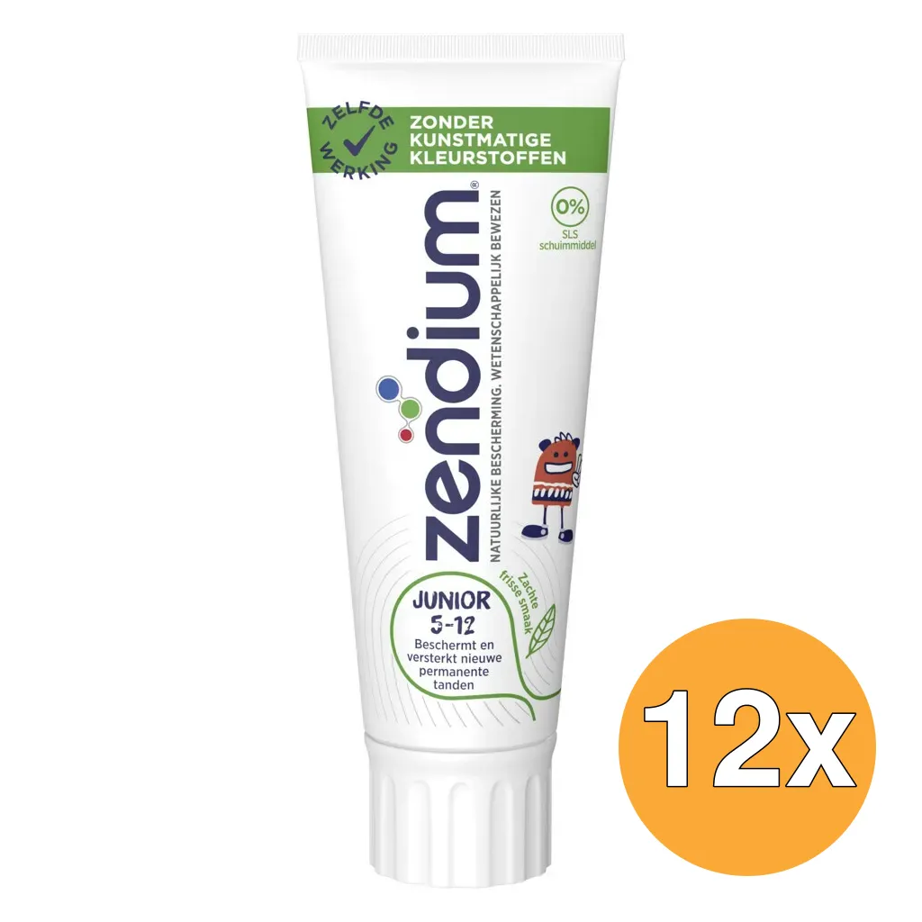 12x Zendium Tandpasta junior 5-12 jaar (50 ml)