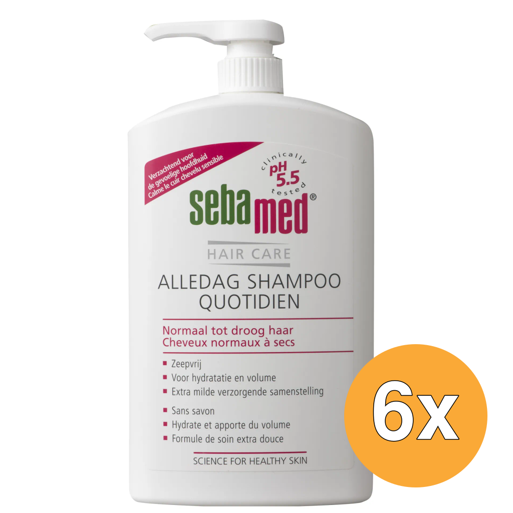 6x Sebamed Alledag Shampoo Pomp (1000 ml)