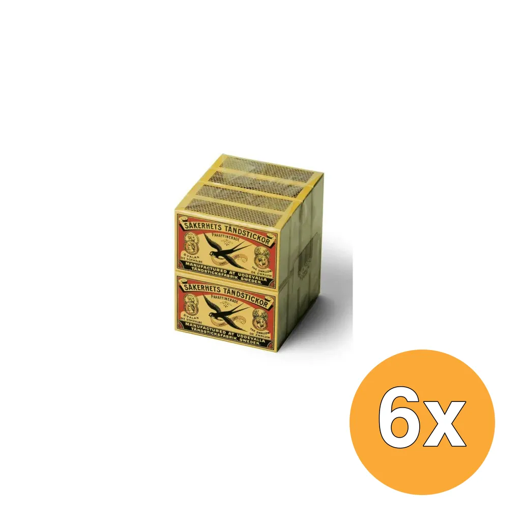 6x Zwaluw Lucifers Klein Doosje (8 stuks)