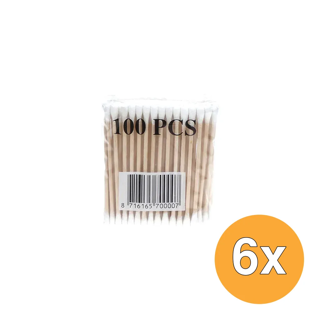 6x Diversen Wattenstaafjes Hout (100 stuks)