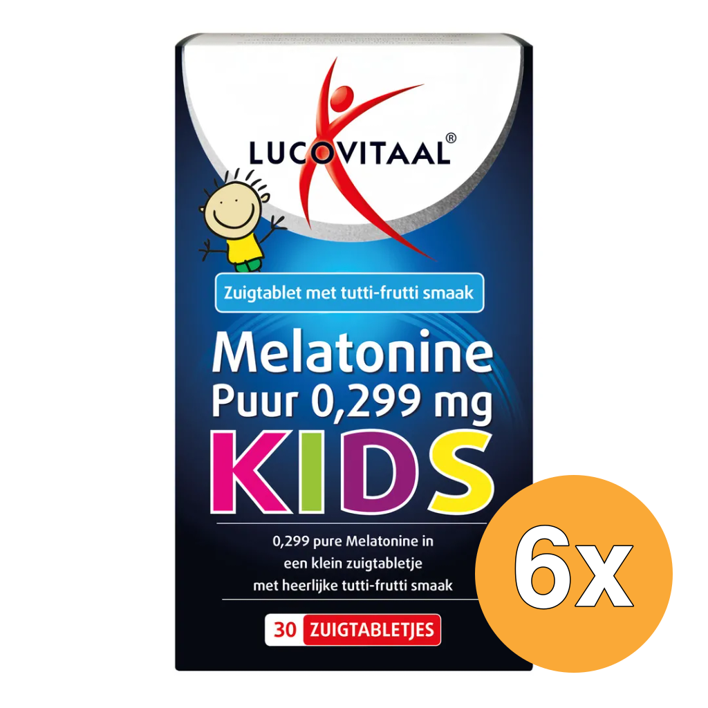 6x Lucovitaal Melatonine Puur 0,299 mg Kids (30 zuigtabletten)