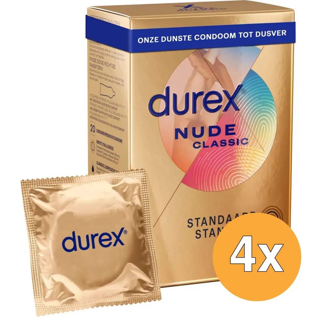 4x Durex Nude Classic Voordeelverpakking (20 stuks)