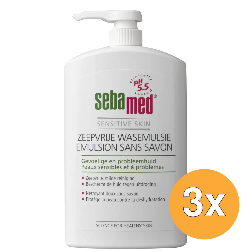 3x Sebamed Zeepvrij wasemulsie pomp (1000 ml)