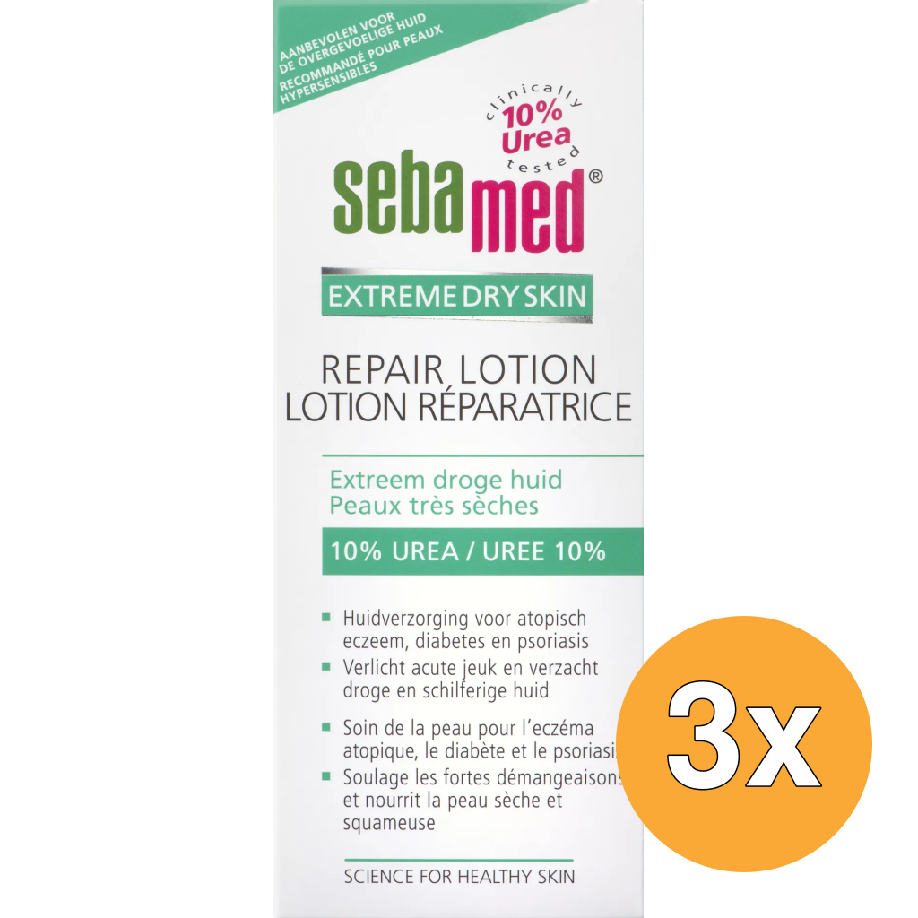 3x Sebamed Extreme dry urea repair lotion 10% (200 ml)