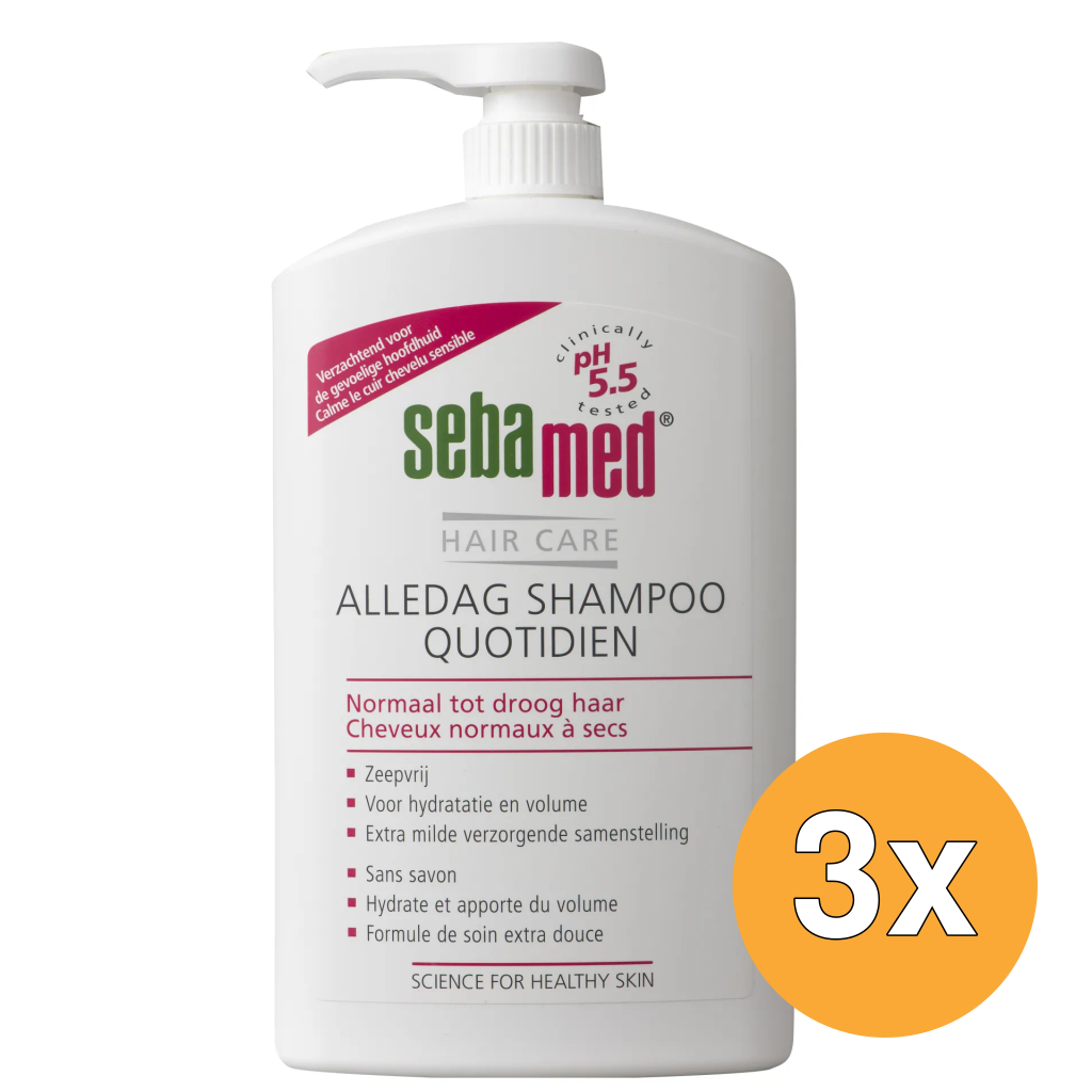3x Sebamed Alledag Shampoo Pomp (1000 ml)