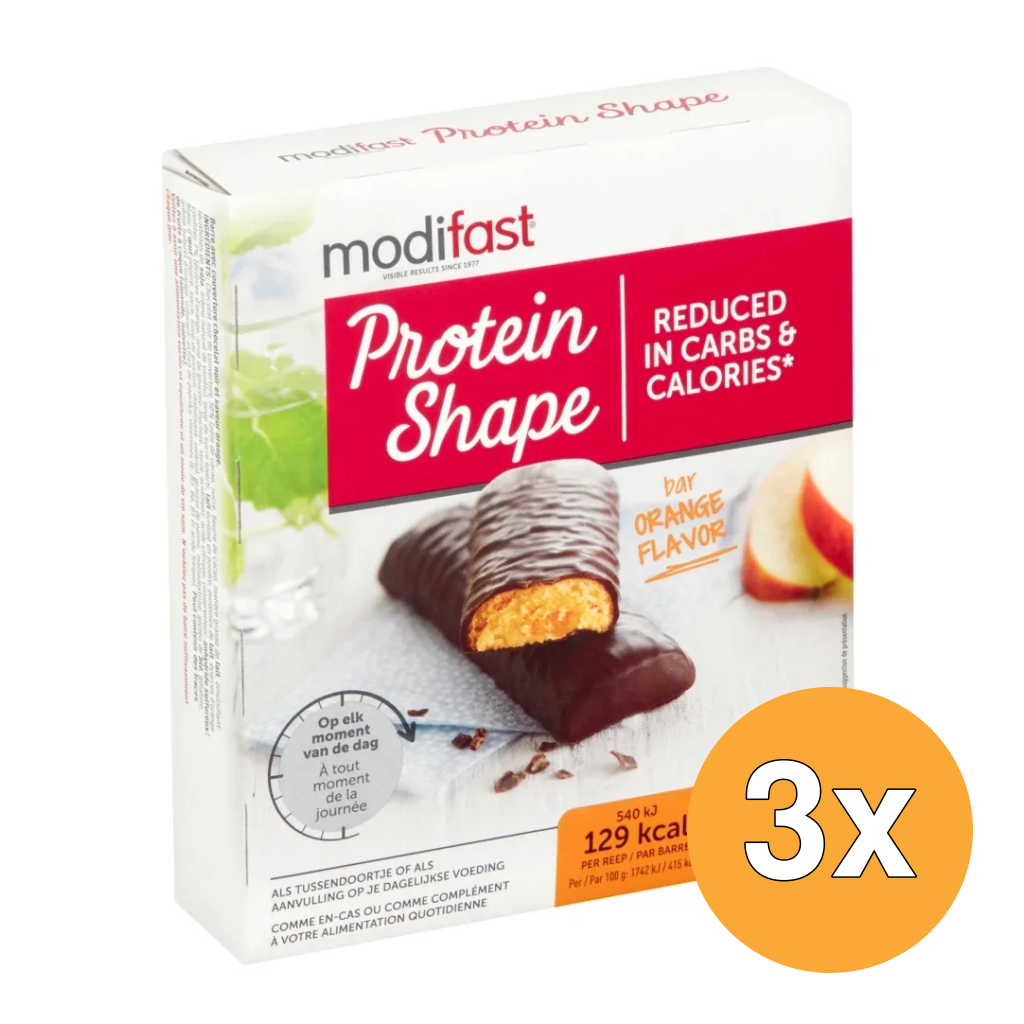 3x Modifast Control Reep Pure Chocolade/Sinaasappel (6 x 31 gr)