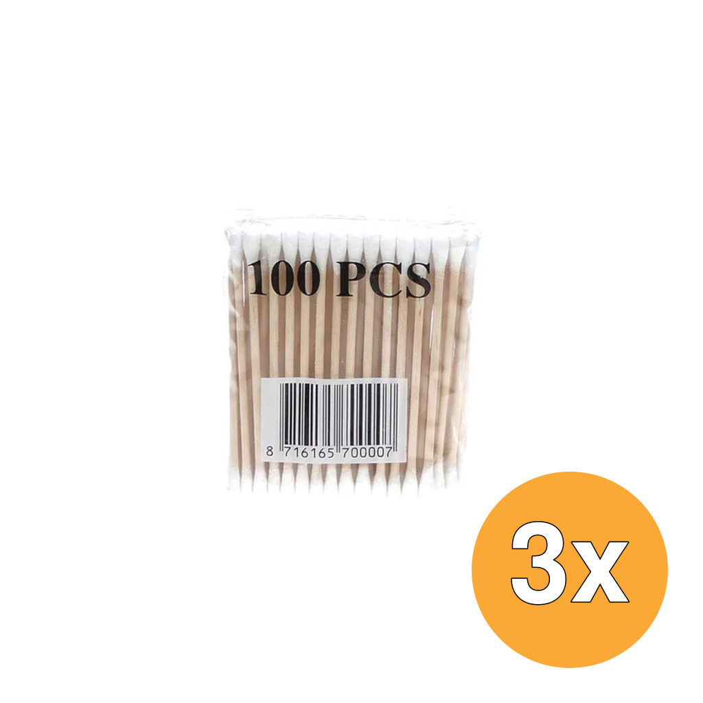 3x Diversen Wattenstaafjes Hout (100 stuks)