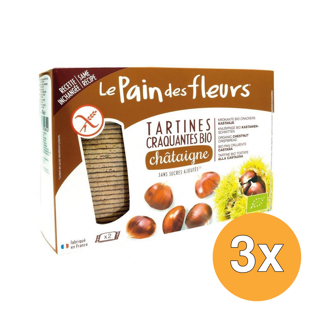 3x Le Pain Des Fleurs Tamme Kastanje Crackers Bio (300 gr)