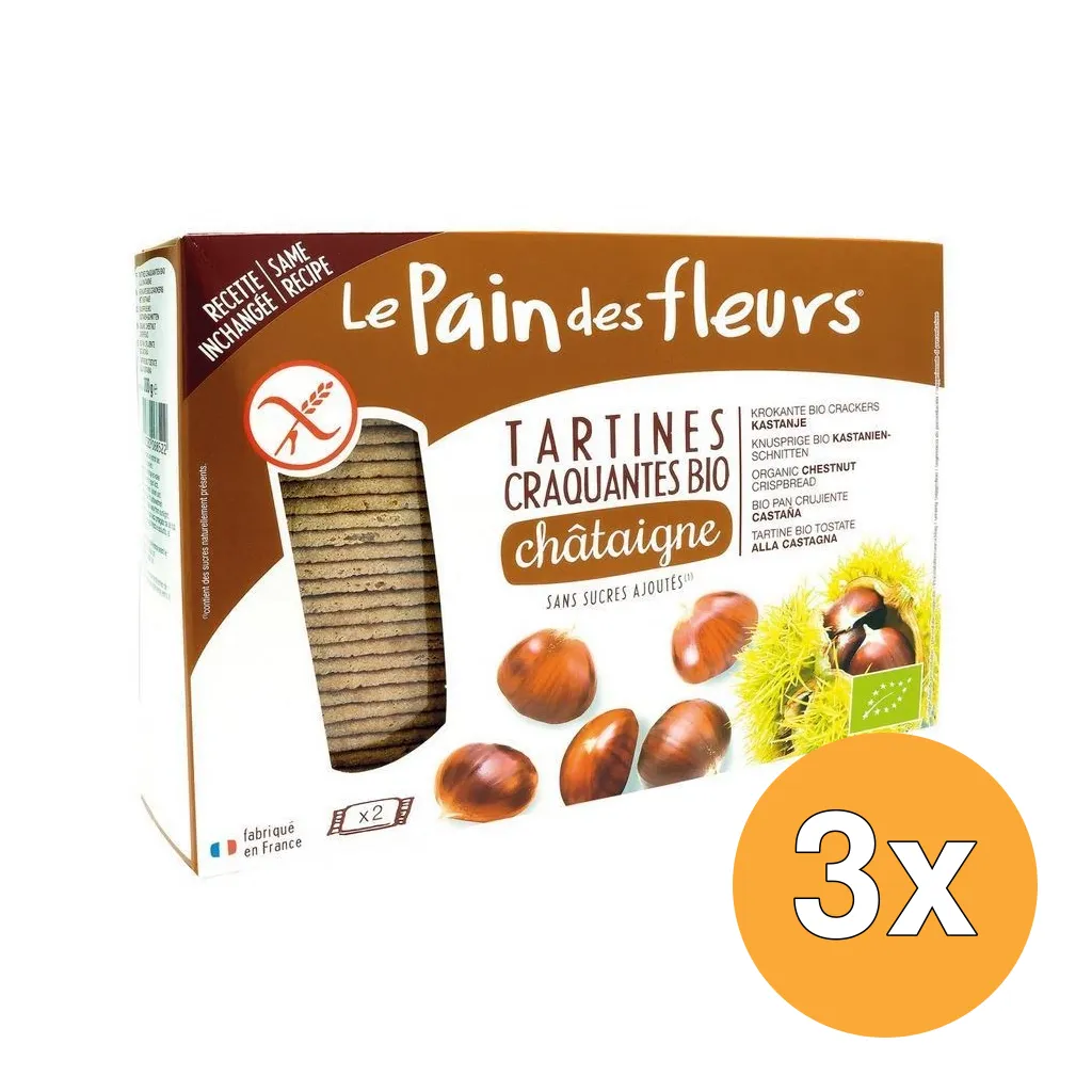 3x Le Pain Des Fleurs Tamme Kastanje Crackers Bio (300 gr)