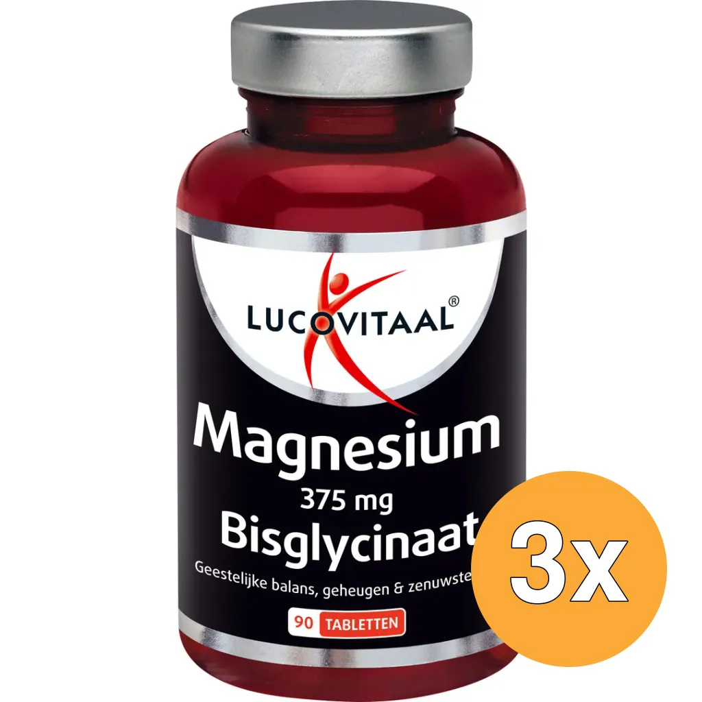 3x Lucovitaal Magnesium 375mg Bisglycinaat (90 tabletten)