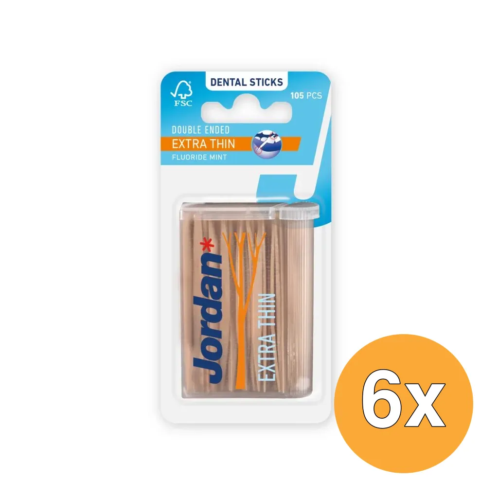 6x Jordan Tandenstoker extra dun (105 stuks)