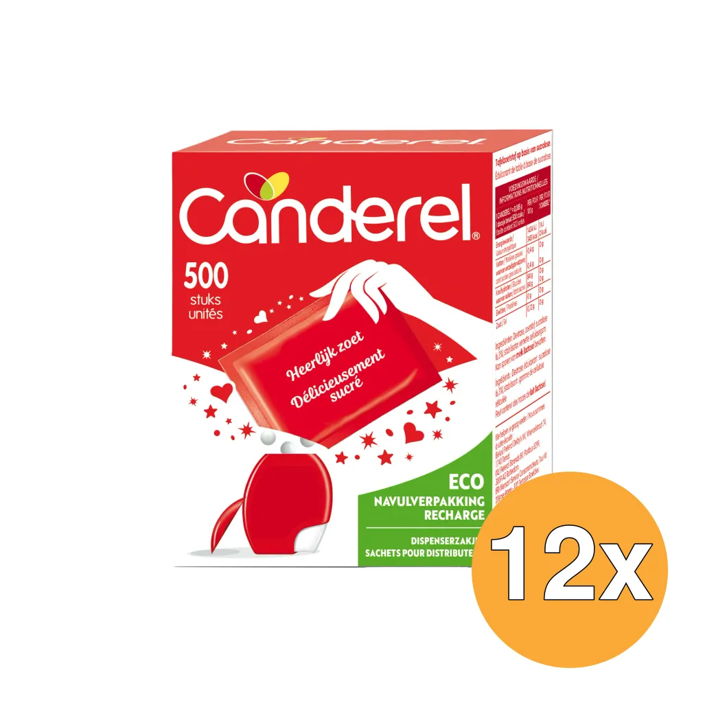 12x Canderel Zoetjes Navulverpakking (500 Tabletten)