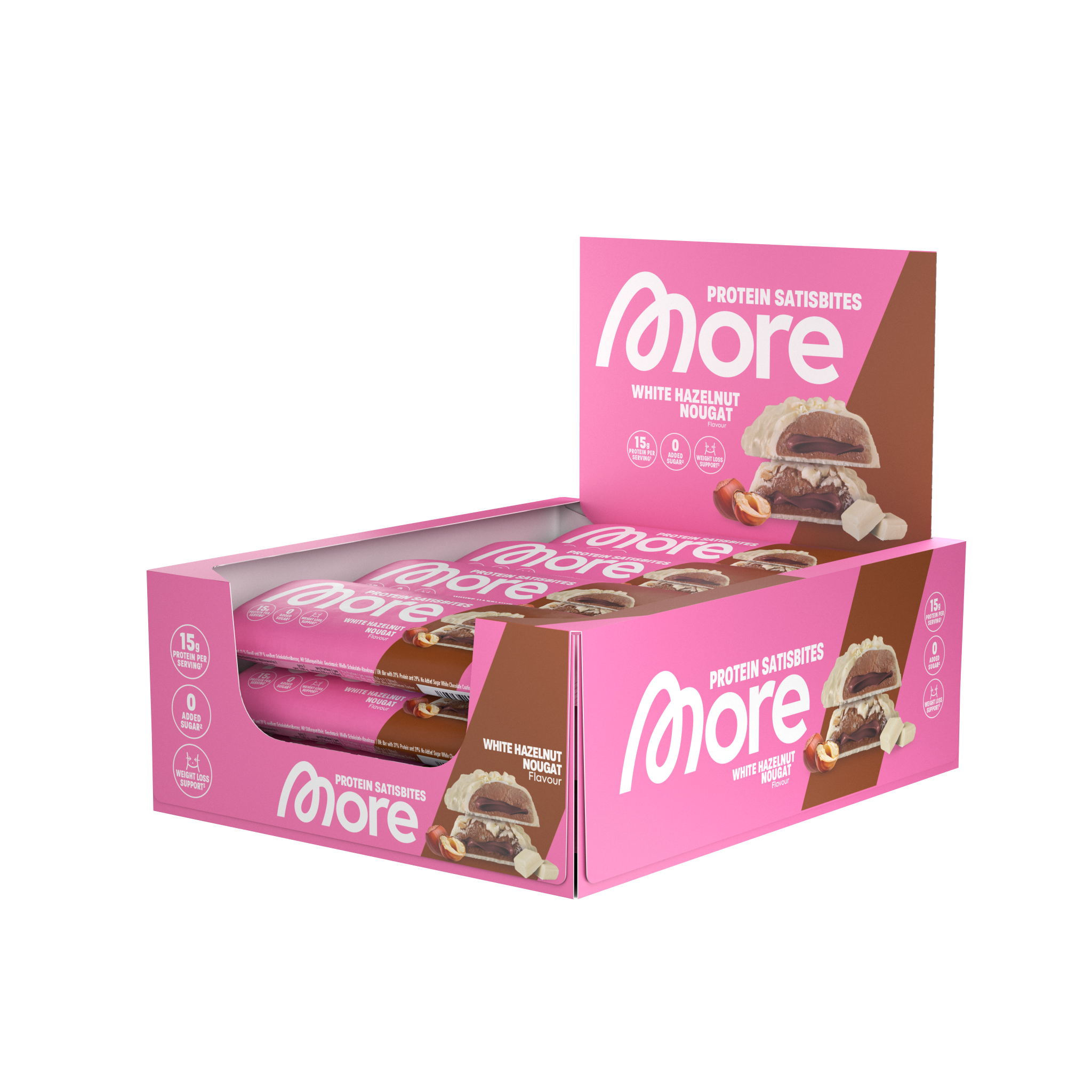 MORE Protein Satsibite Bar White Hazelnut Nougat (12 x 2 x 25)