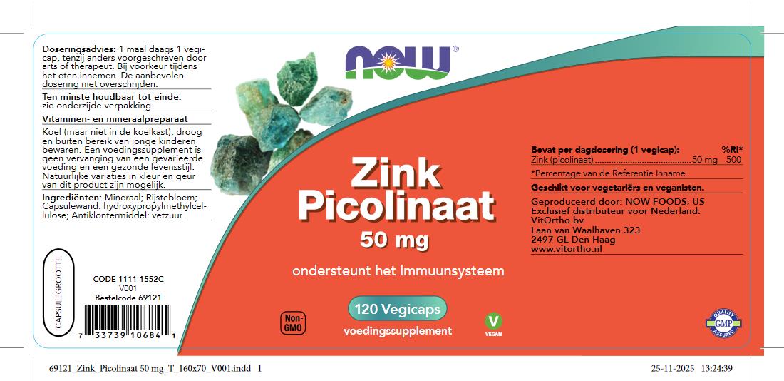 Now Zink Picolinaat 50 mg (120 vega capsules)