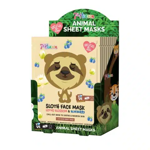 7Th Heaven Sloth Face Mask Lotus Blossom & Blueberry (1  stuk)