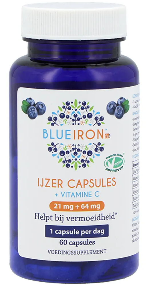 Blue Iron Ijzer + Vitamine C Capsules (60 vegetarische capsules)