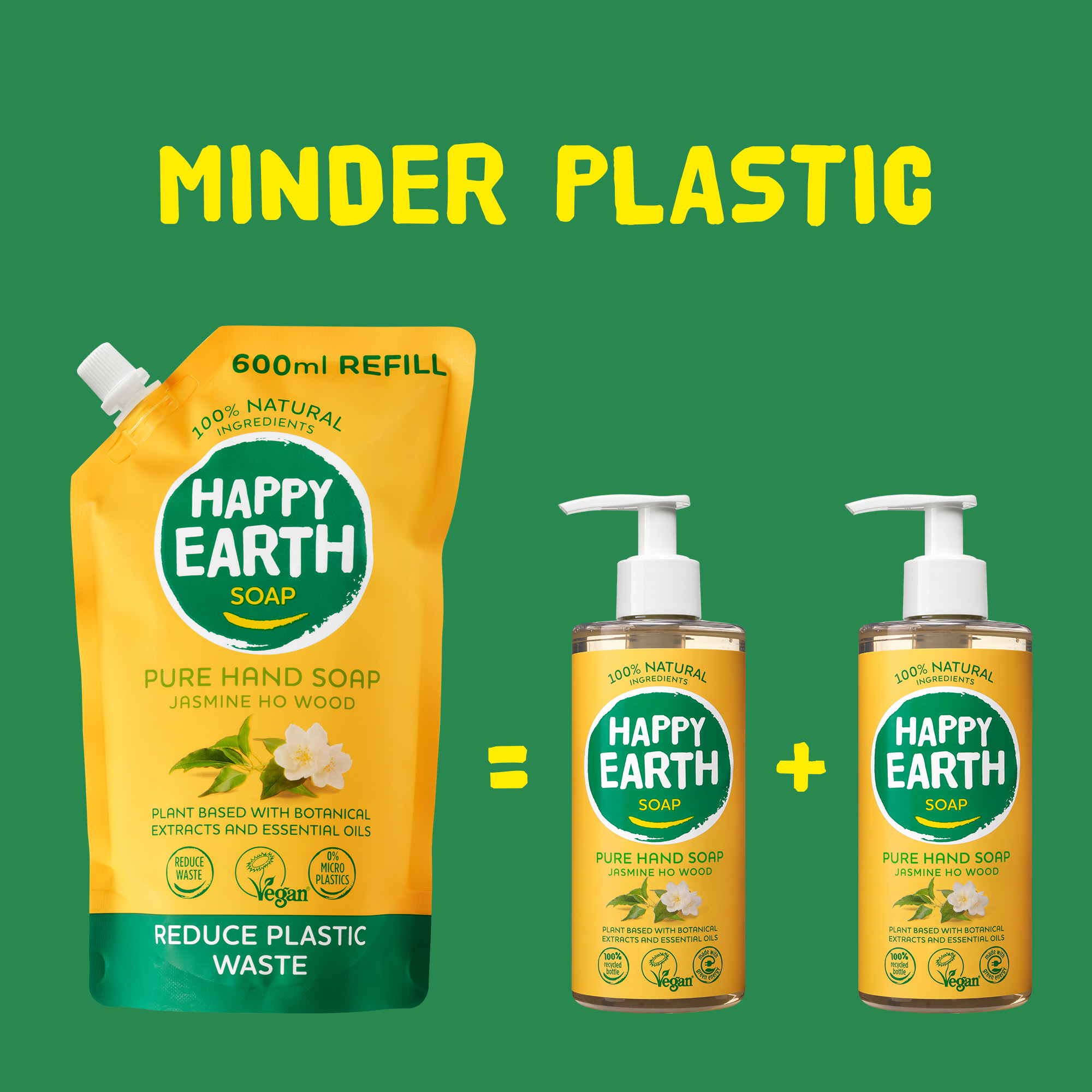 Happy Earth Pure Hand Soap Refill Jasmine Ho Wood (600 ml) - image 2