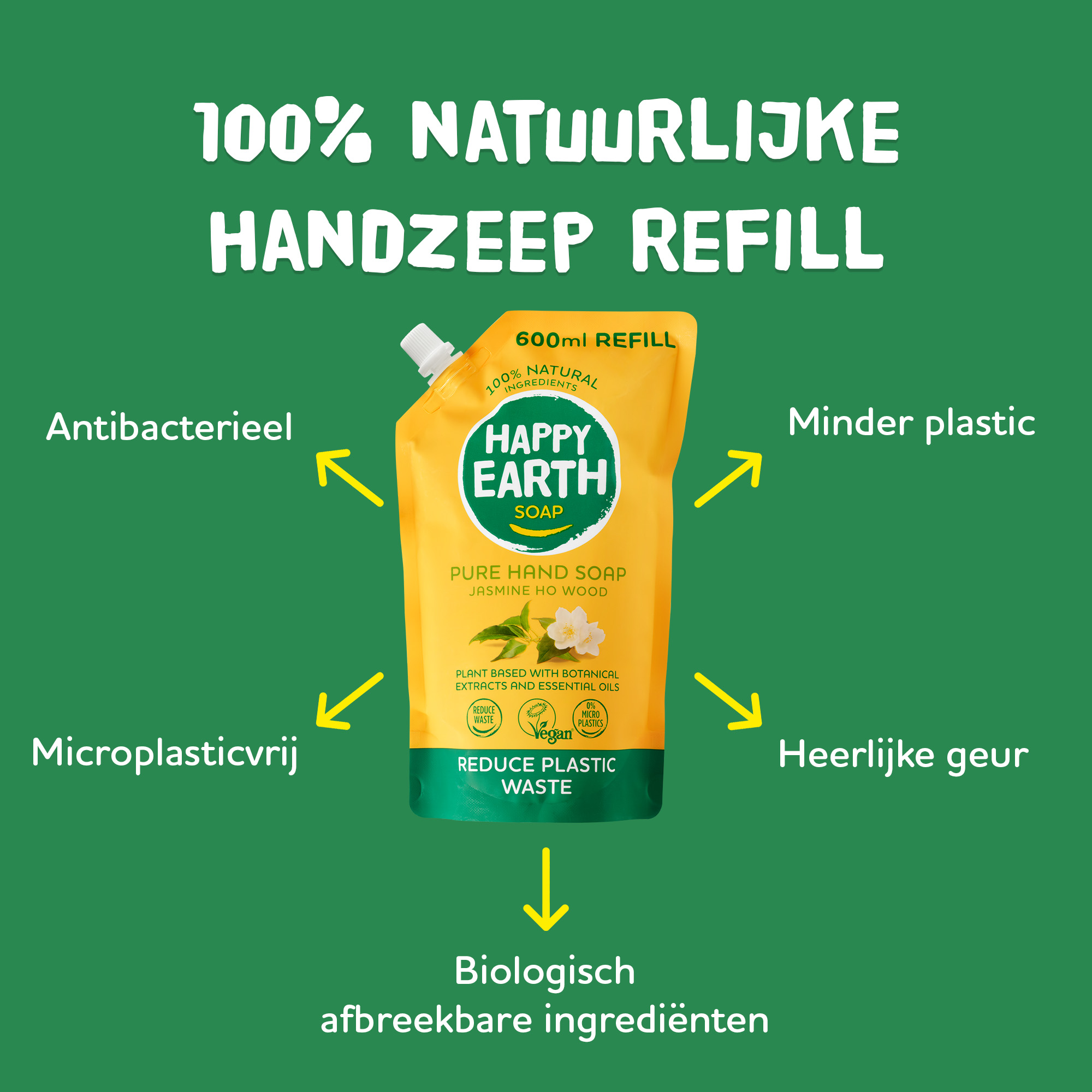 Happy Earth Pure Hand Soap Refill Jasmine Ho Wood (600 ml) - image 3