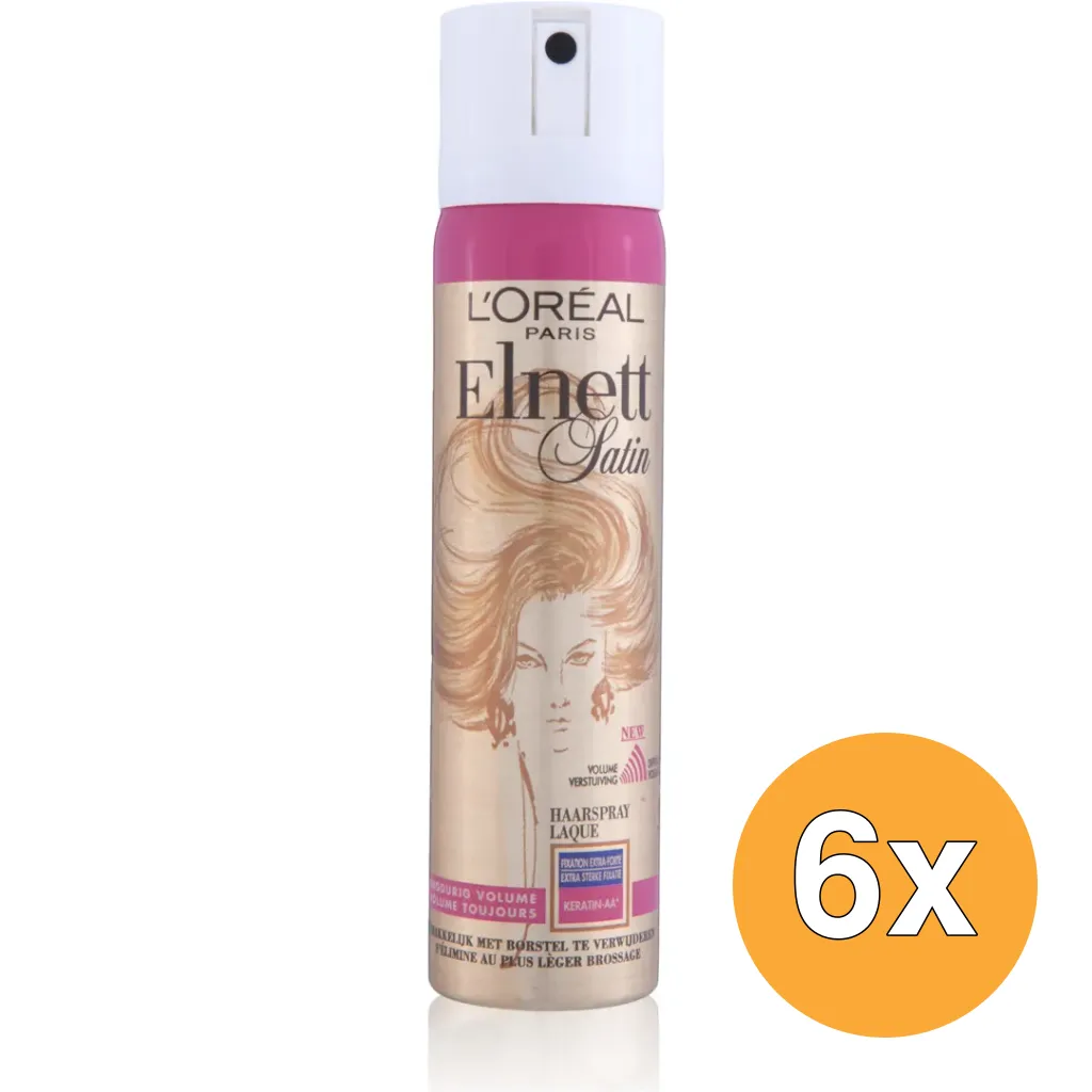 6x L'Oréal Paris Elnett Satin Volume Extra Sterk (75 ml)