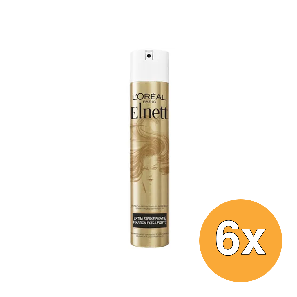 6x L'Oréal Paris Elnett Satin Extra Sterk Fixatie Zwart (300 ml)
